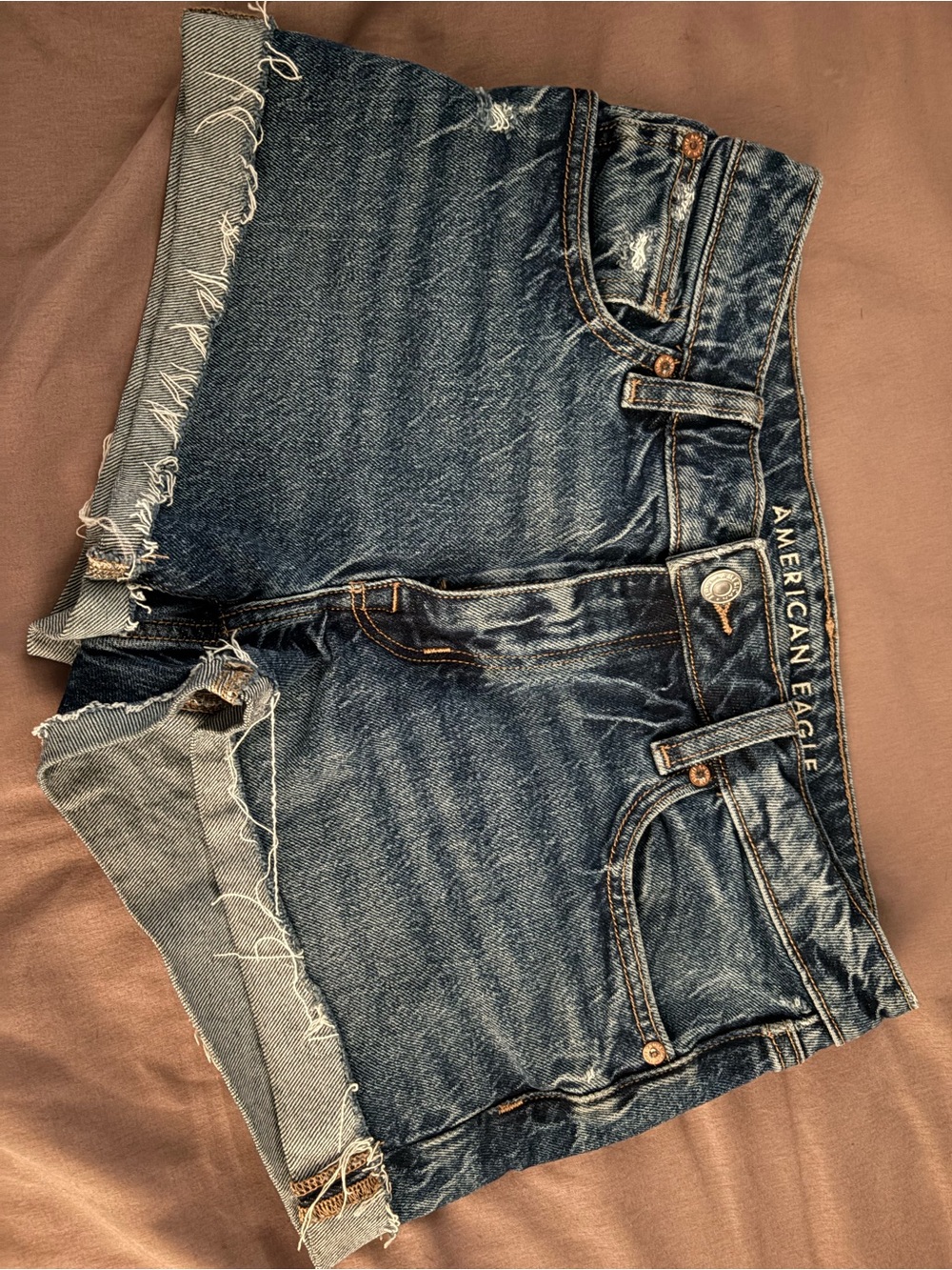 American Eagle Outfitters Distressed Dark Blue Denim Cutoff Shorts